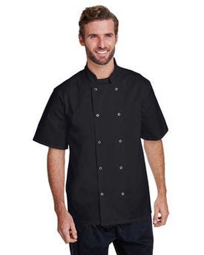 Artisan Collection by Reprime RP664 Unisex Studded Front Short-Sleeve Chef&#39;s Coat - Black - HIT a Double