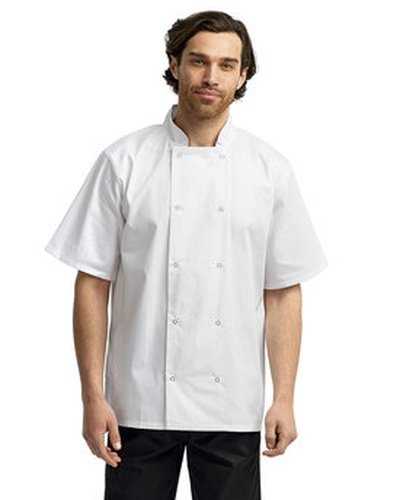 Artisan Collection by Reprime RP664 Unisex Studded Front Short-Sleeve Chef&#39;s Coat - White - HIT a Double