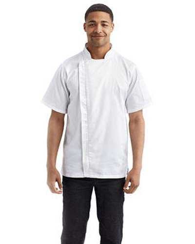 Artisan Collection by Reprime RP906 Unisex Zip-Close Short Sleeve Chef's Coat - White - HIT a Double