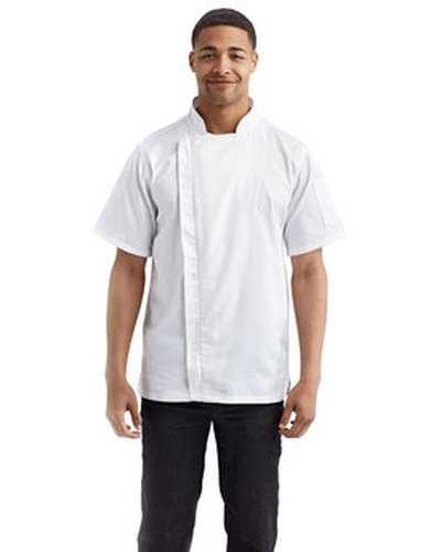 Artisan Collection by Reprime RP906 Unisex Zip-Close Short Sleeve Chef&#39;s Coat - White - HIT a Double