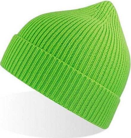 Atlantis Headwear Andy - Sustainable Fine Rib Knit Beanie - Acid Green - HIT a Double - 1