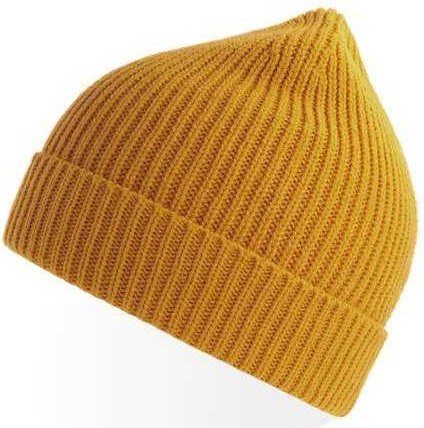 Atlantis Headwear Andy - Sustainable Fine Rib Knit Beanie - Mustard Yellow - HIT a Double - 1