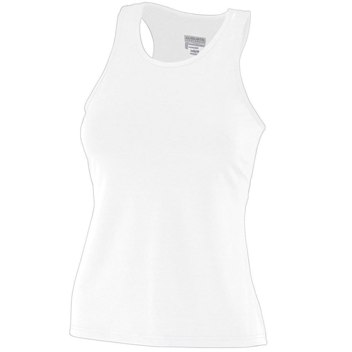 Augusta 1202 Ladies Poly/Spandex Solid Racerback Tank - White - HIT a Double