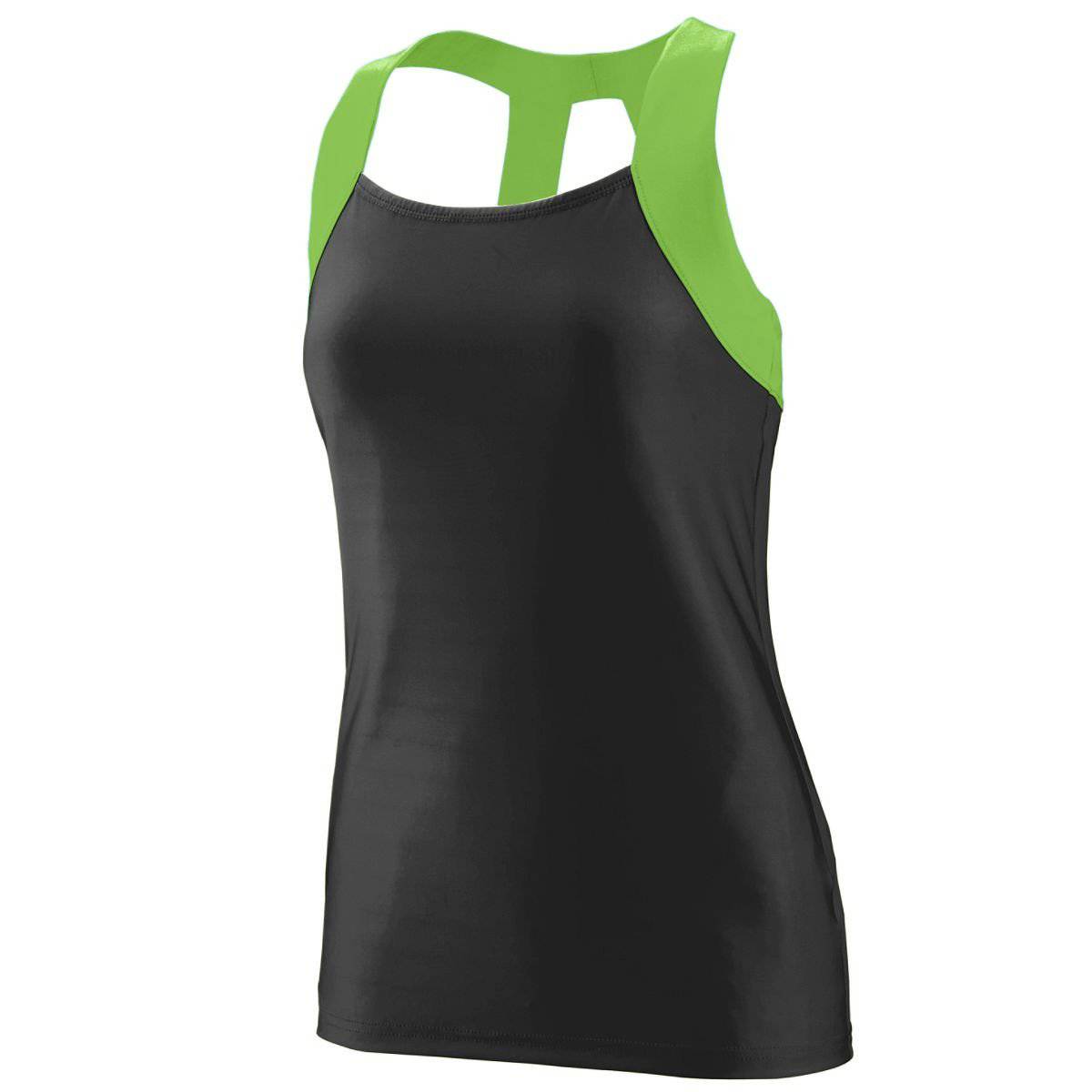 Augusta 1208 Ladies Jazzy Open Back Tank - Black Lime - HIT a Double