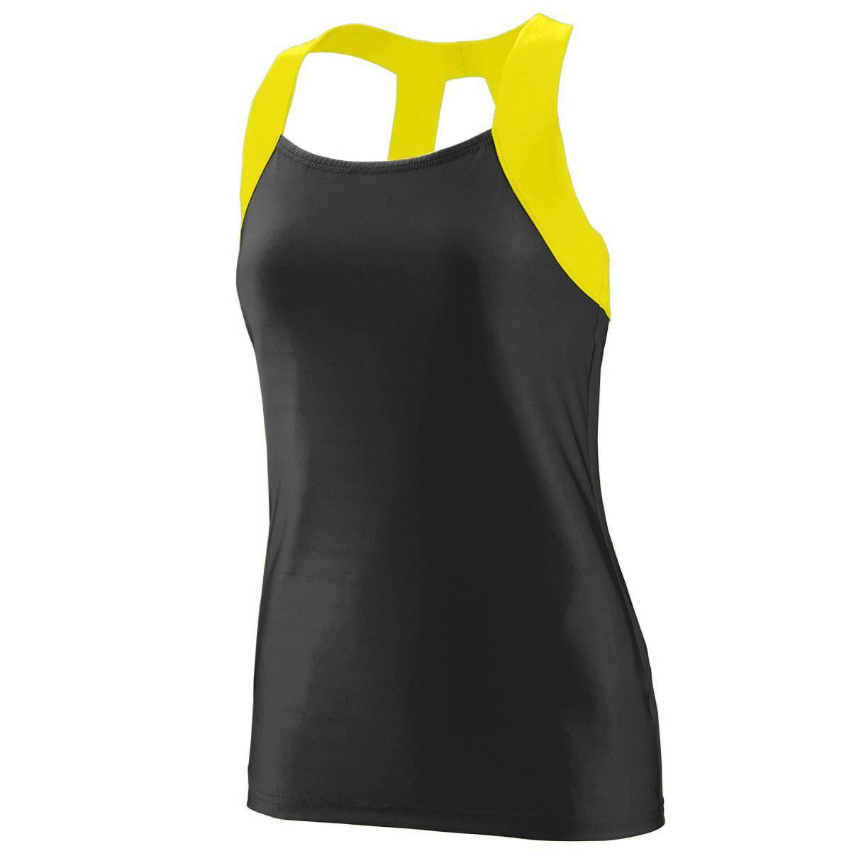 Augusta 1208 Ladies Jazzy Open Back Tank - Black Yellow - HIT a Double
