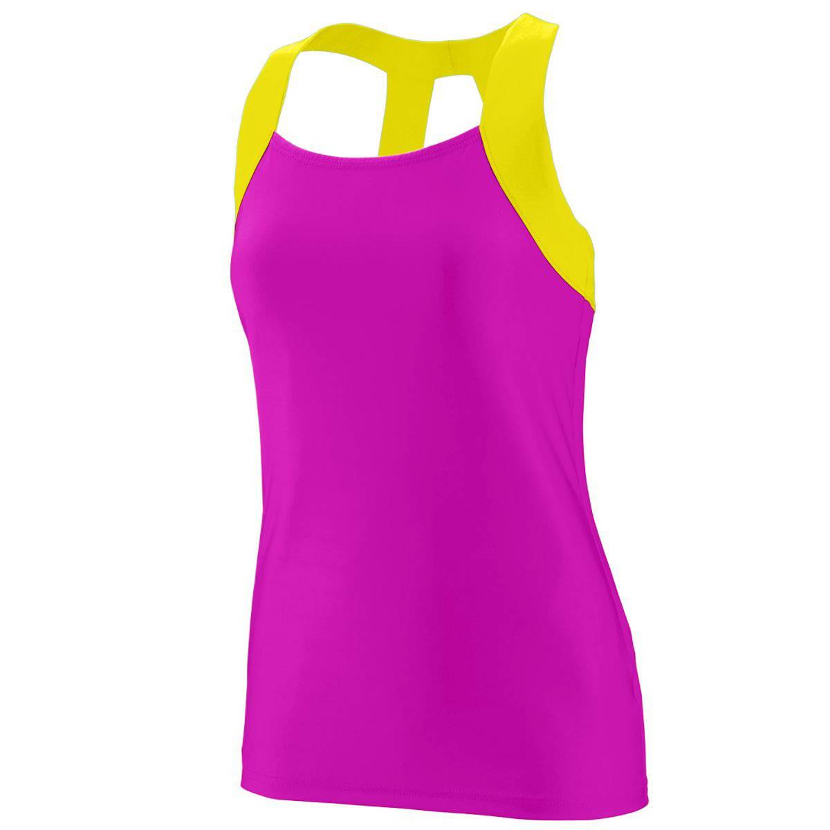 Augusta 1208 Ladies Jazzy Open Back Tank - Pink Yellow - HIT a Double