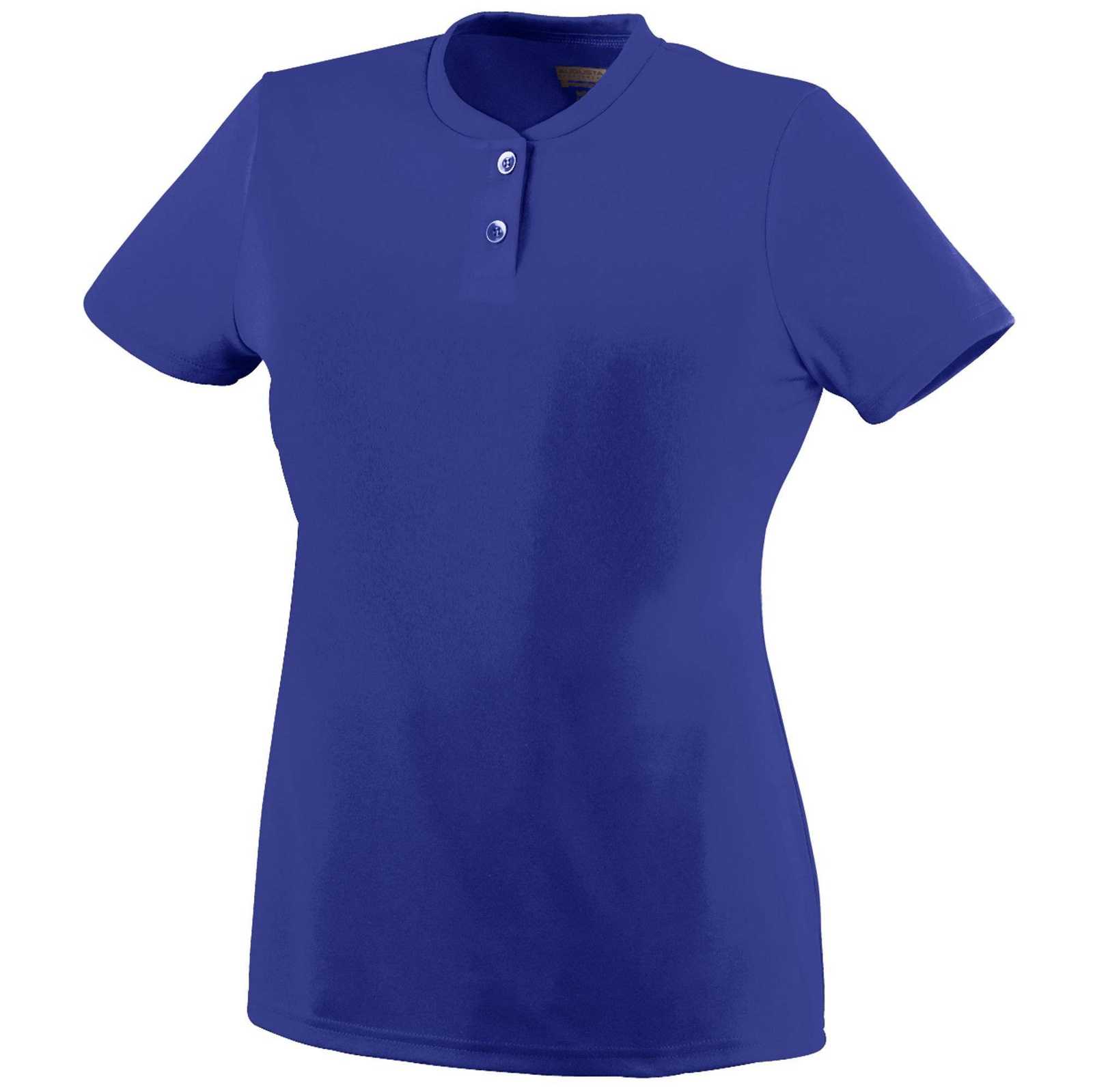 Augusta 1212 Ladies Wicking Two-Button Jersey - Purple - HIT a Double