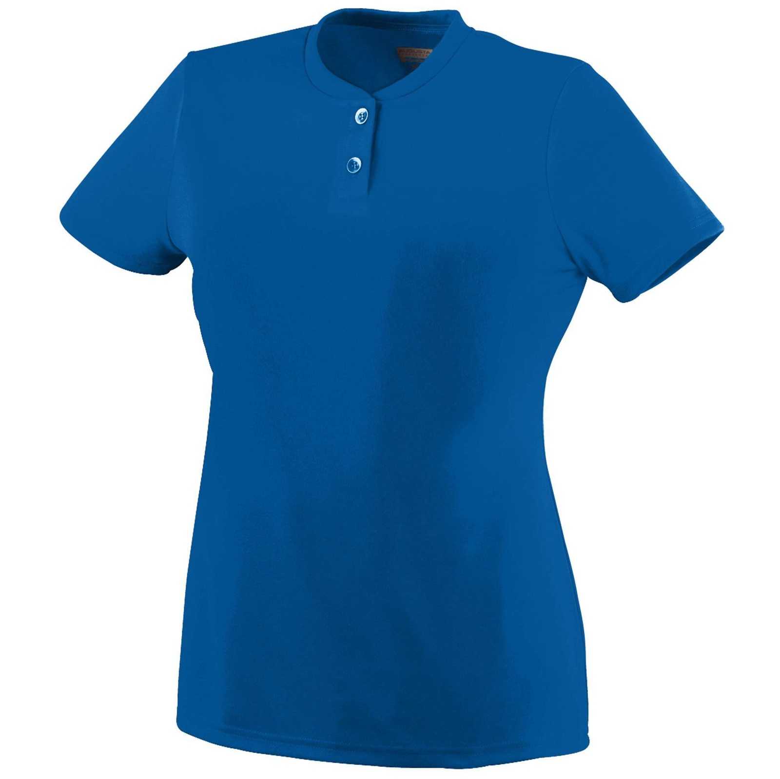 Augusta 1212 Ladies Wicking Two-Button Jersey - Royal - HIT a Double