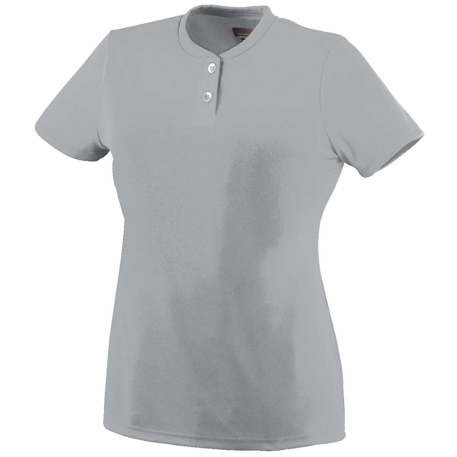 Augusta 1212 Ladies Wicking Two-Button Jersey - Silver Grey - HIT a Double
