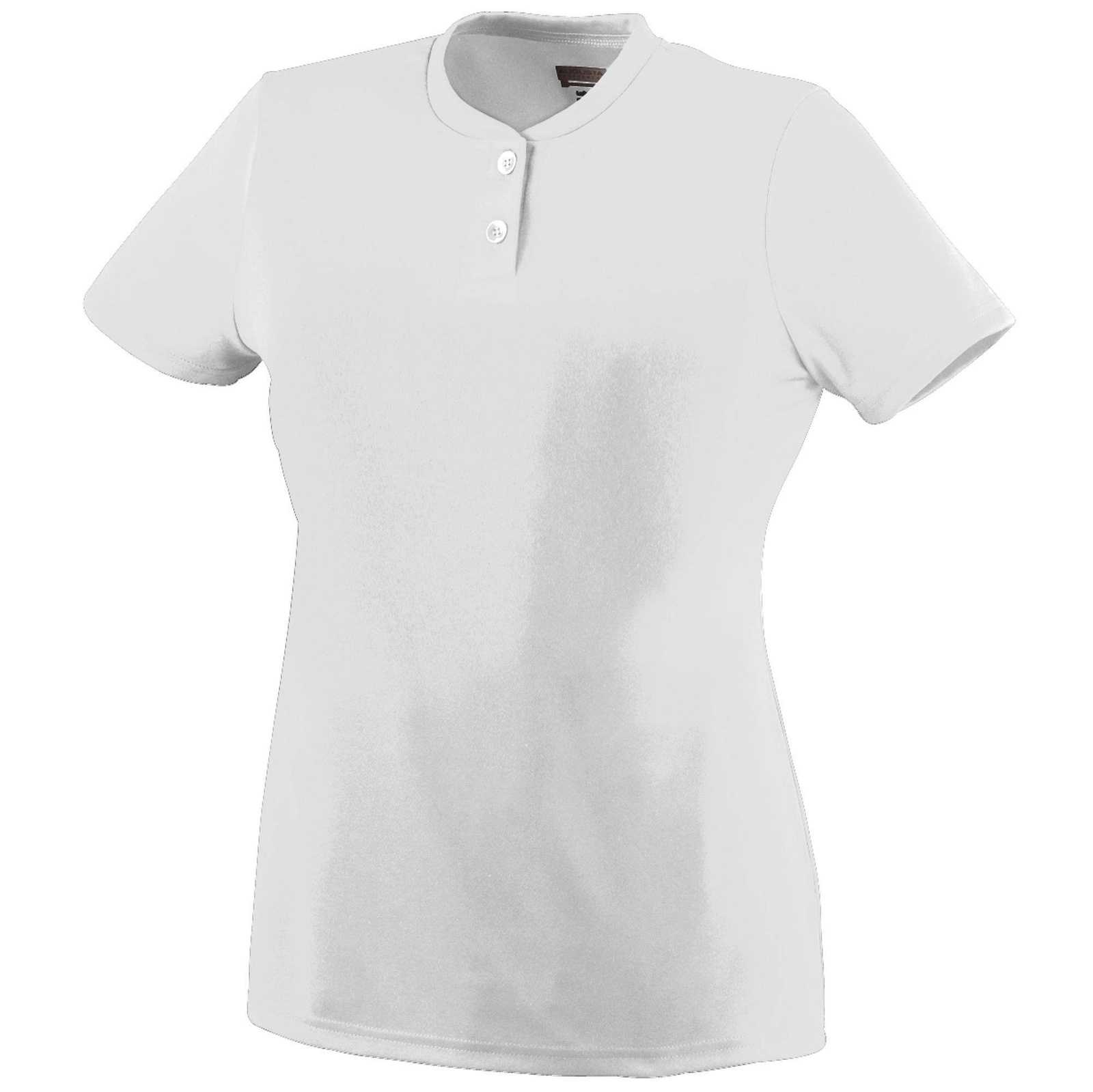 Augusta 1212 Ladies Wicking Two-Button Jersey - White - HIT a Double