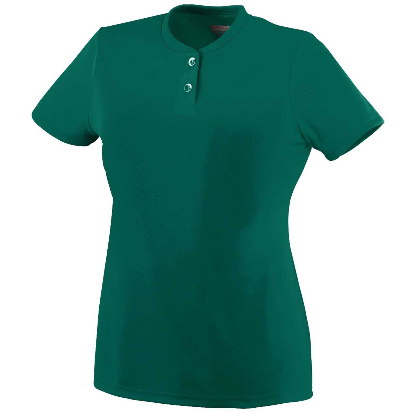 Augusta 1213 Girls Wicking Two-Button Jersey - Dark Green - HIT a Double