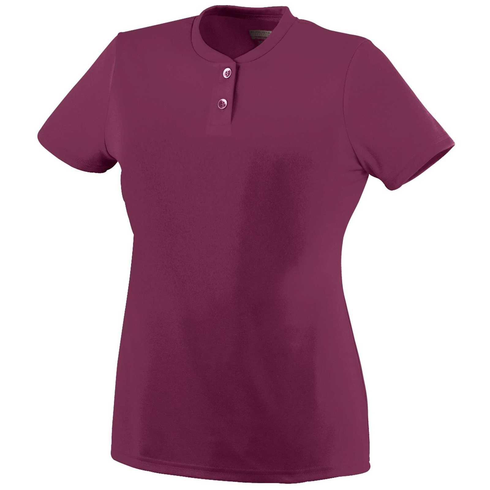 Augusta 1213 Girls Wicking Two-Button Jersey - Maroon - HIT a Double