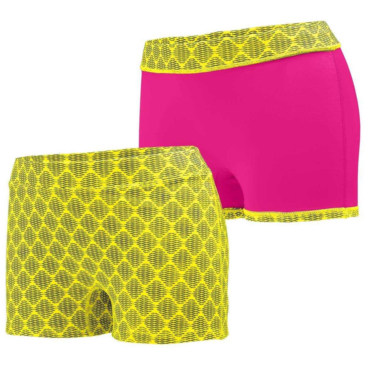 Augusta 1227 Ladies Impress Short - Yellow Print Pink - HIT a Double