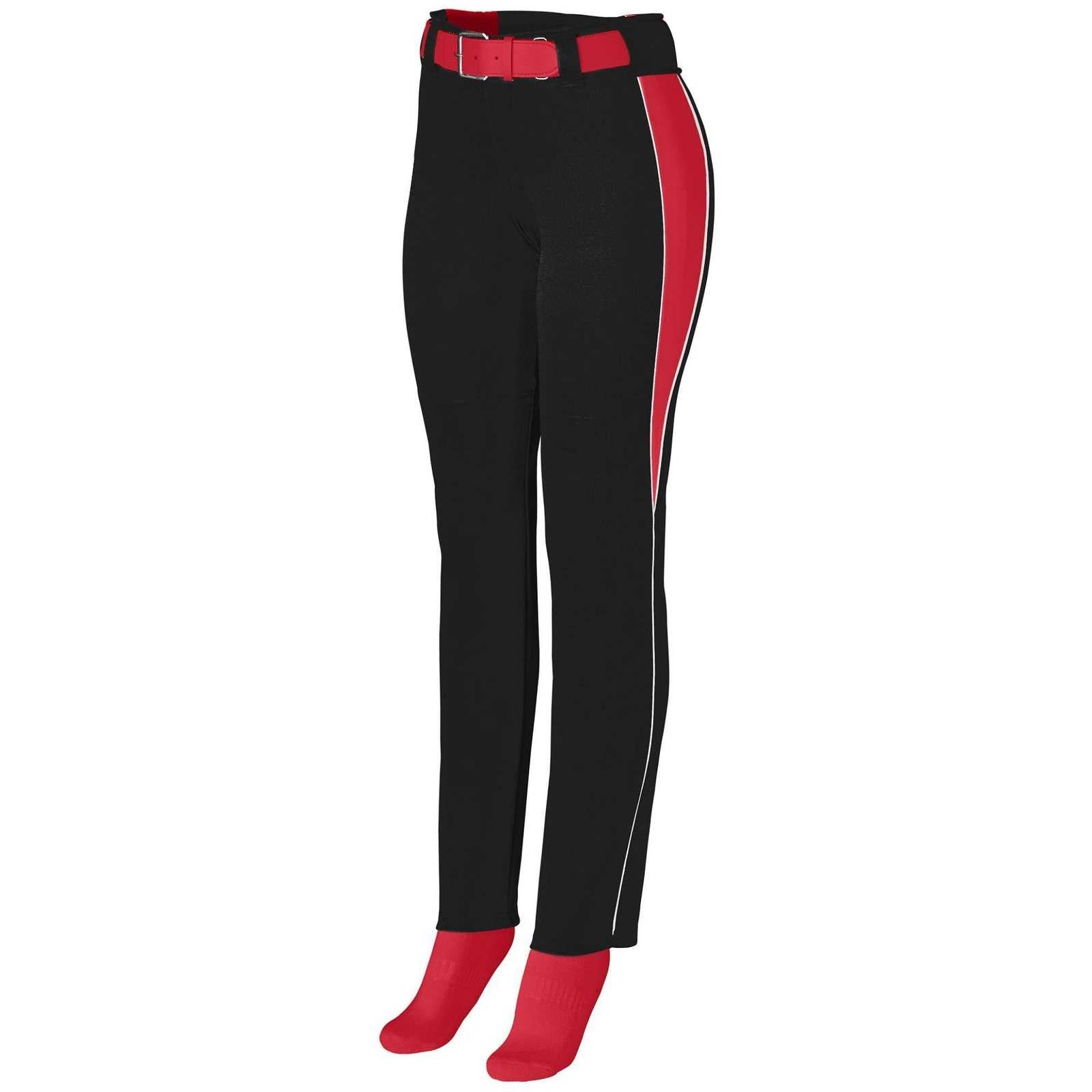 Augusta 1242 Ladies Outfield Pant - Black Red White - HIT a Double