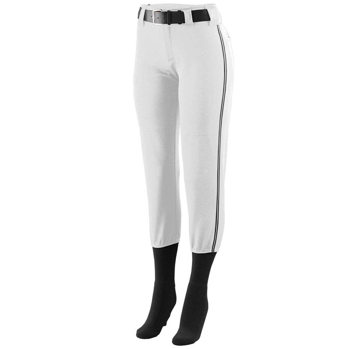 Augusta 1248 Ladies Low Rise Collegiate Pant - White Black White - HIT a Double