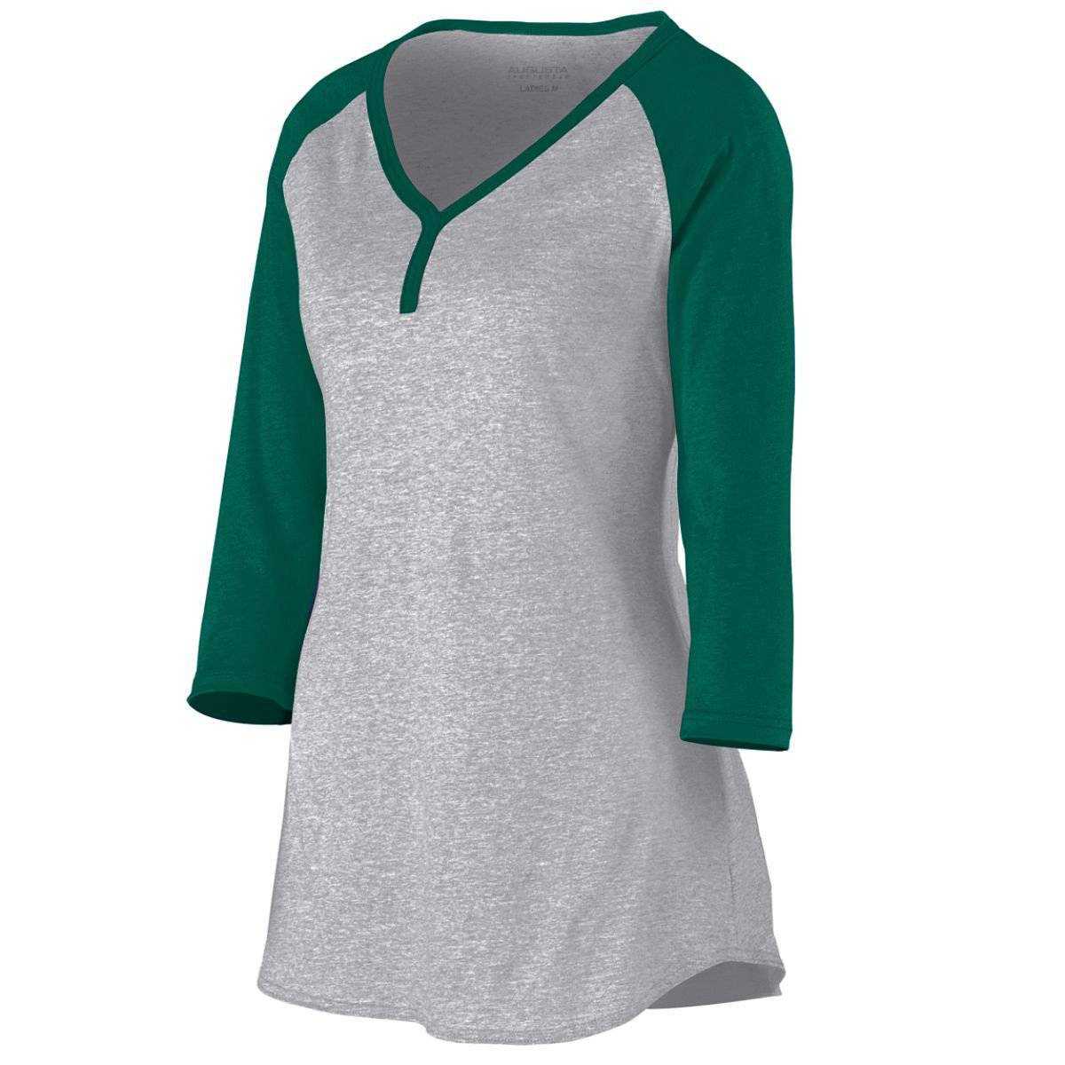 Augusta 1263 Ladies Rave Henley - Light Gray Forest - HIT a Double