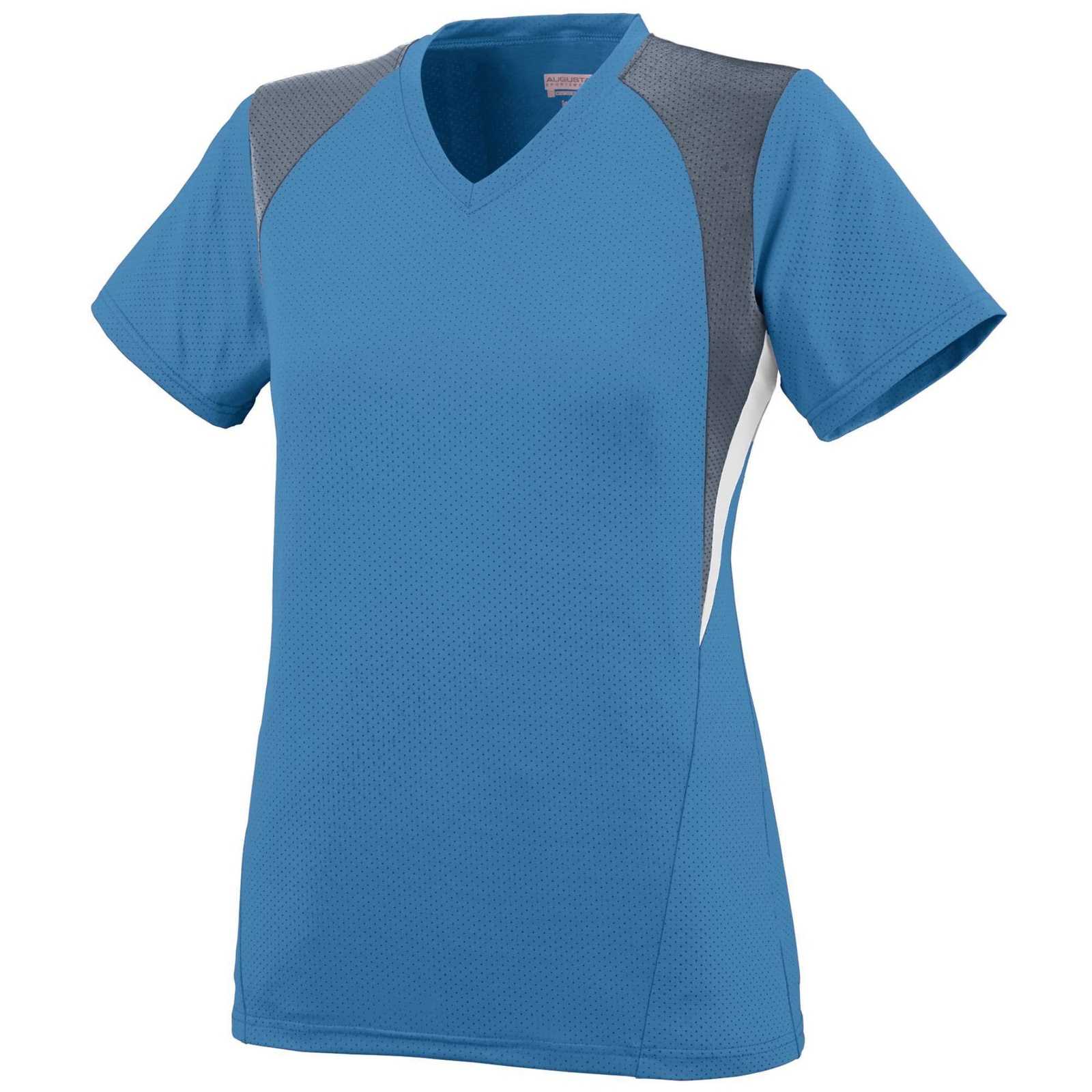 Augusta 1295 Ladies Mystic Jersey - Columbia Blue Graphite White - HIT a Double