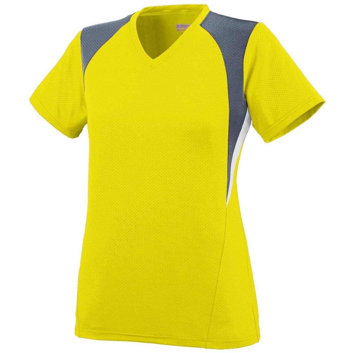 Augusta 1295 Ladies Mystic Jersey - Power Yellow Graphite White - HIT a Double