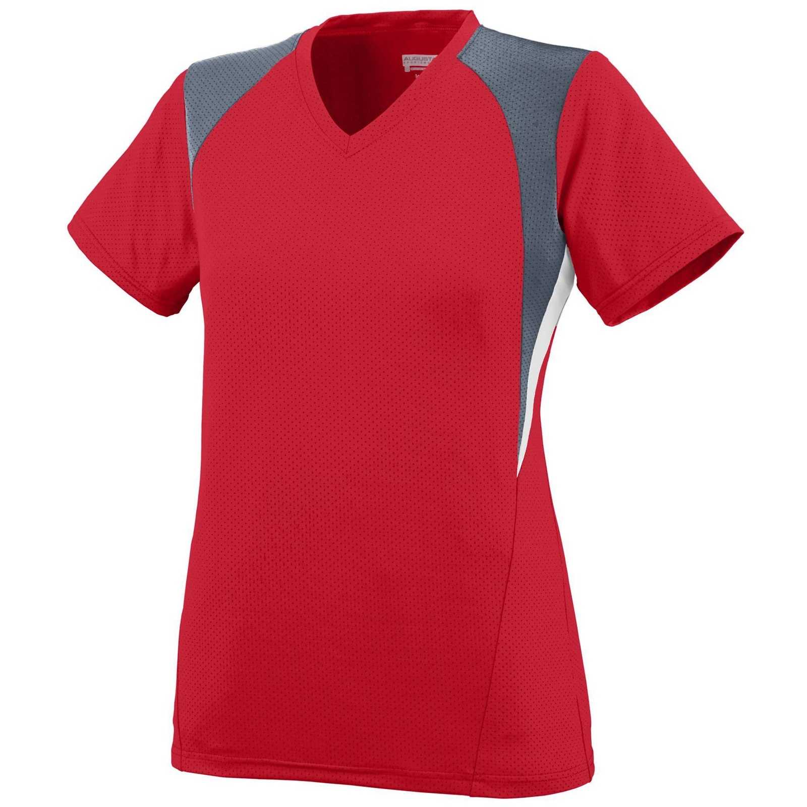 Augusta 1295 Ladies Mystic Jersey - Red Graphite White - HIT a Double