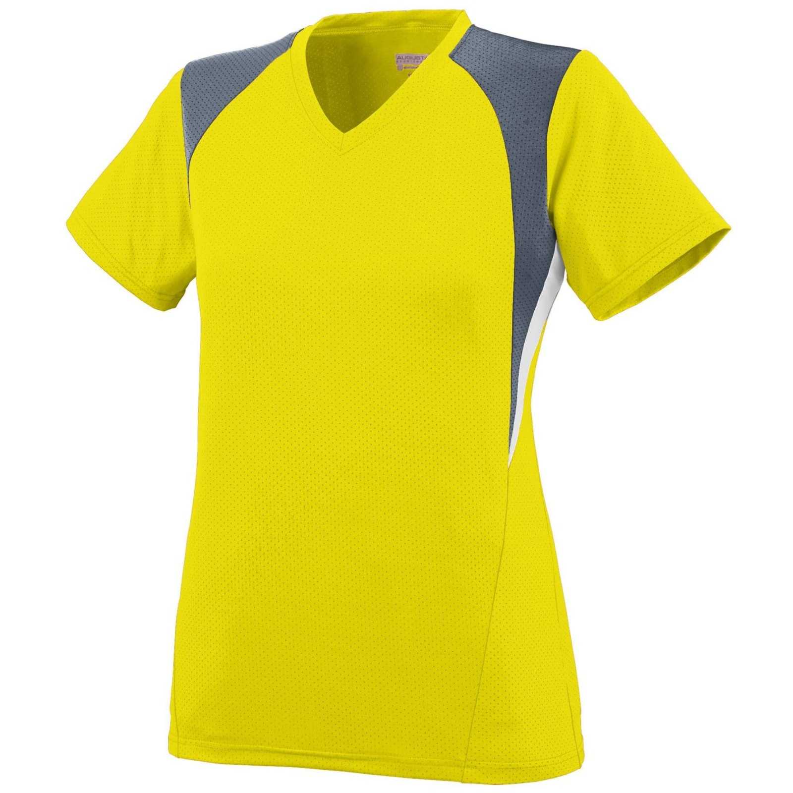 Augusta 1296 Girls Mystic Jersey - Power Yellow Graphite White - HIT a Double