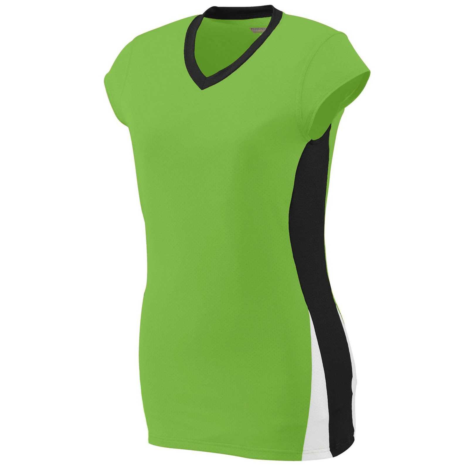 Augusta 1310 Ladies Hit Jersey - Lime Black White - HIT a Double