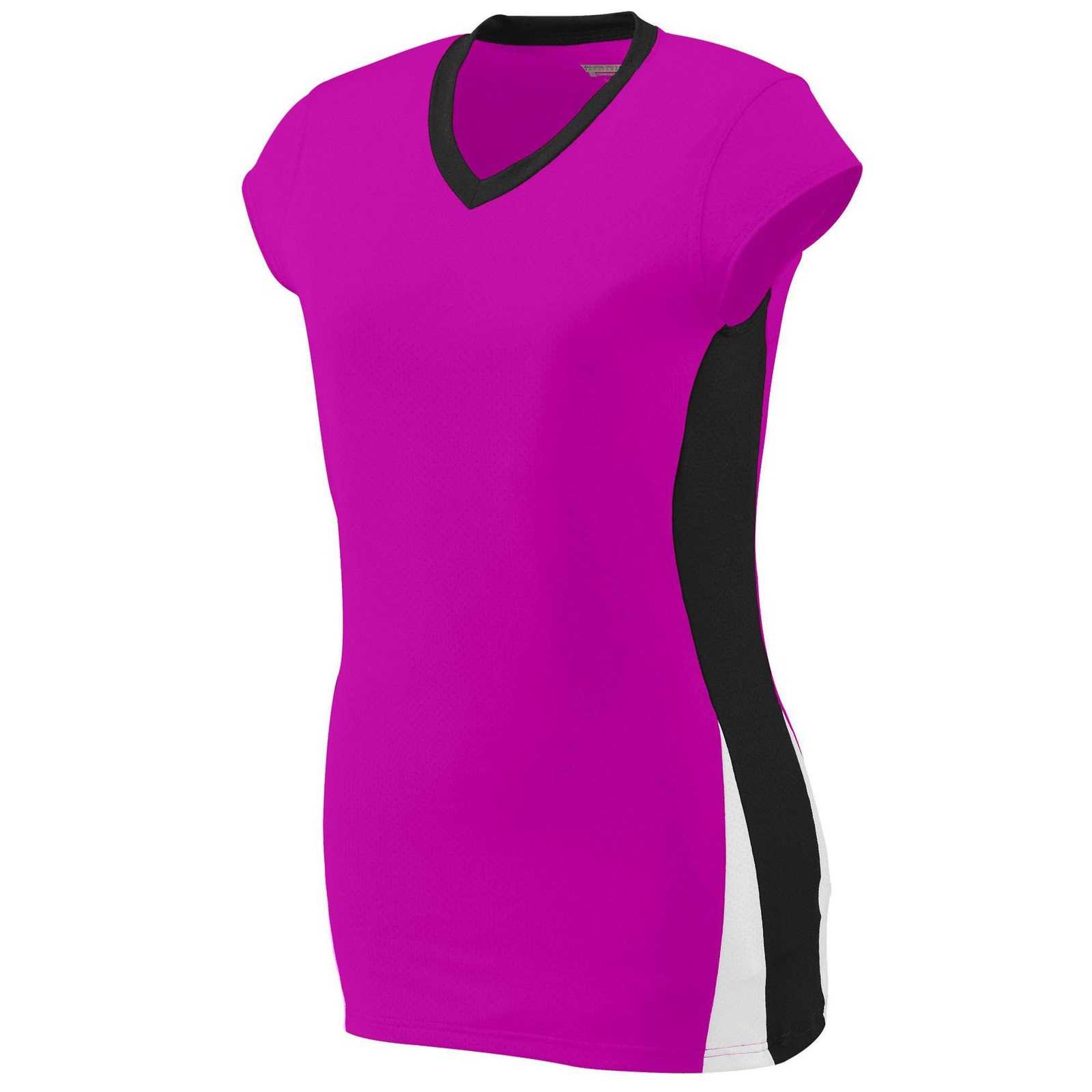 Augusta 1310 Ladies Hit Jersey - Power Pink Black White - HIT a Double