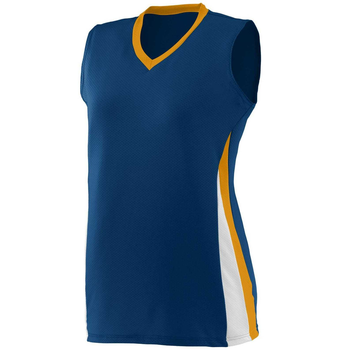 Augusta 1355 Ladies Tornado Jersey - Navy Gold White - HIT a Double