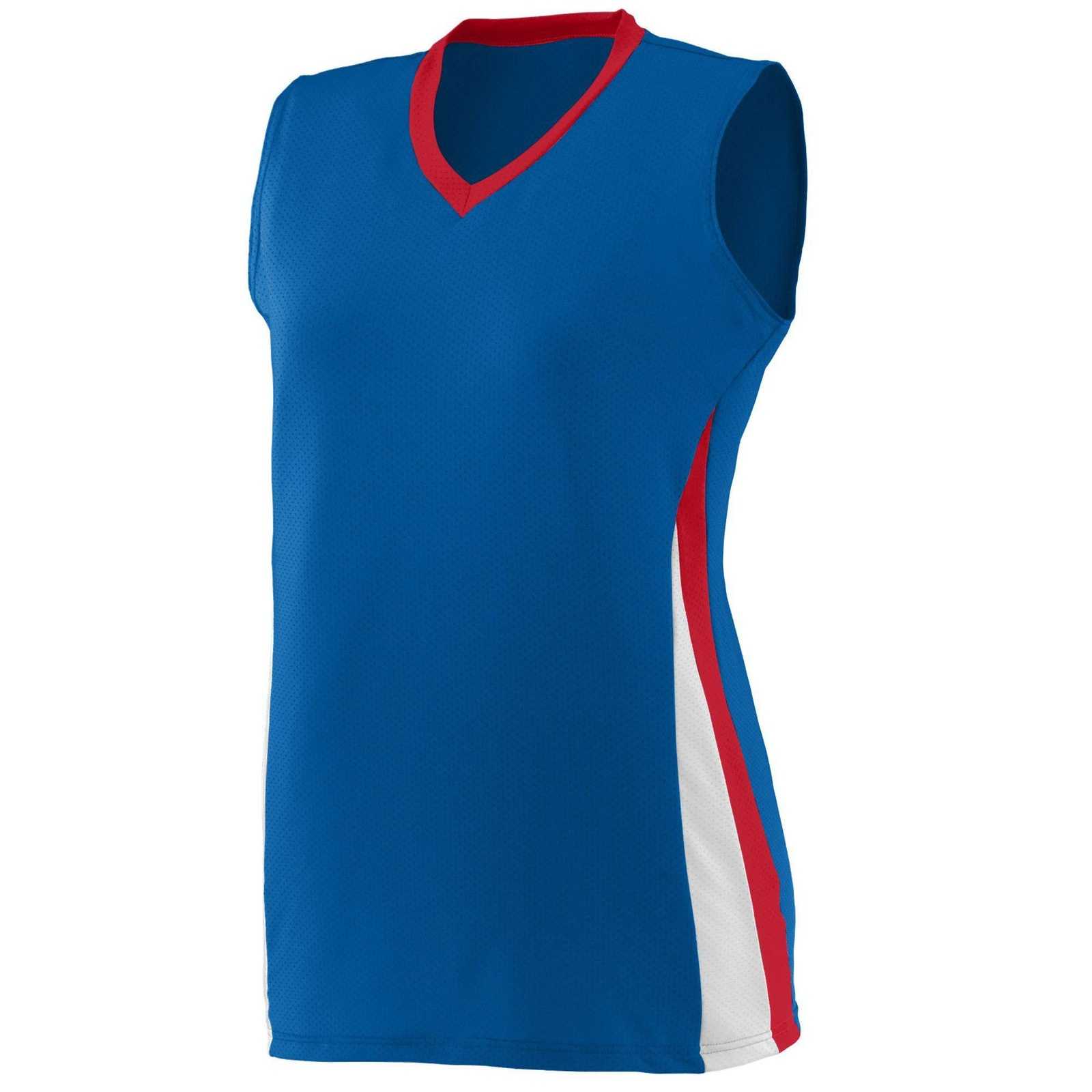 Augusta 1355 Ladies Tornado Jersey - Royal Red White - HIT a Double