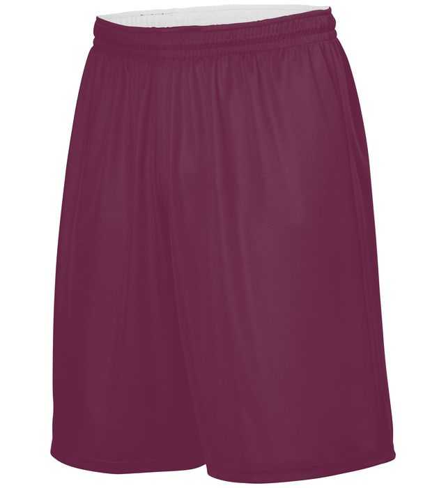 Augusta 1406 Reversible Wicking Short - Light Maroon White - HIT a Double