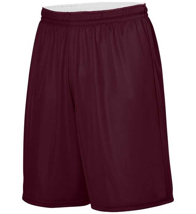 Augusta 1406 Reversible Wicking Short - Maroon White - HIT a Double