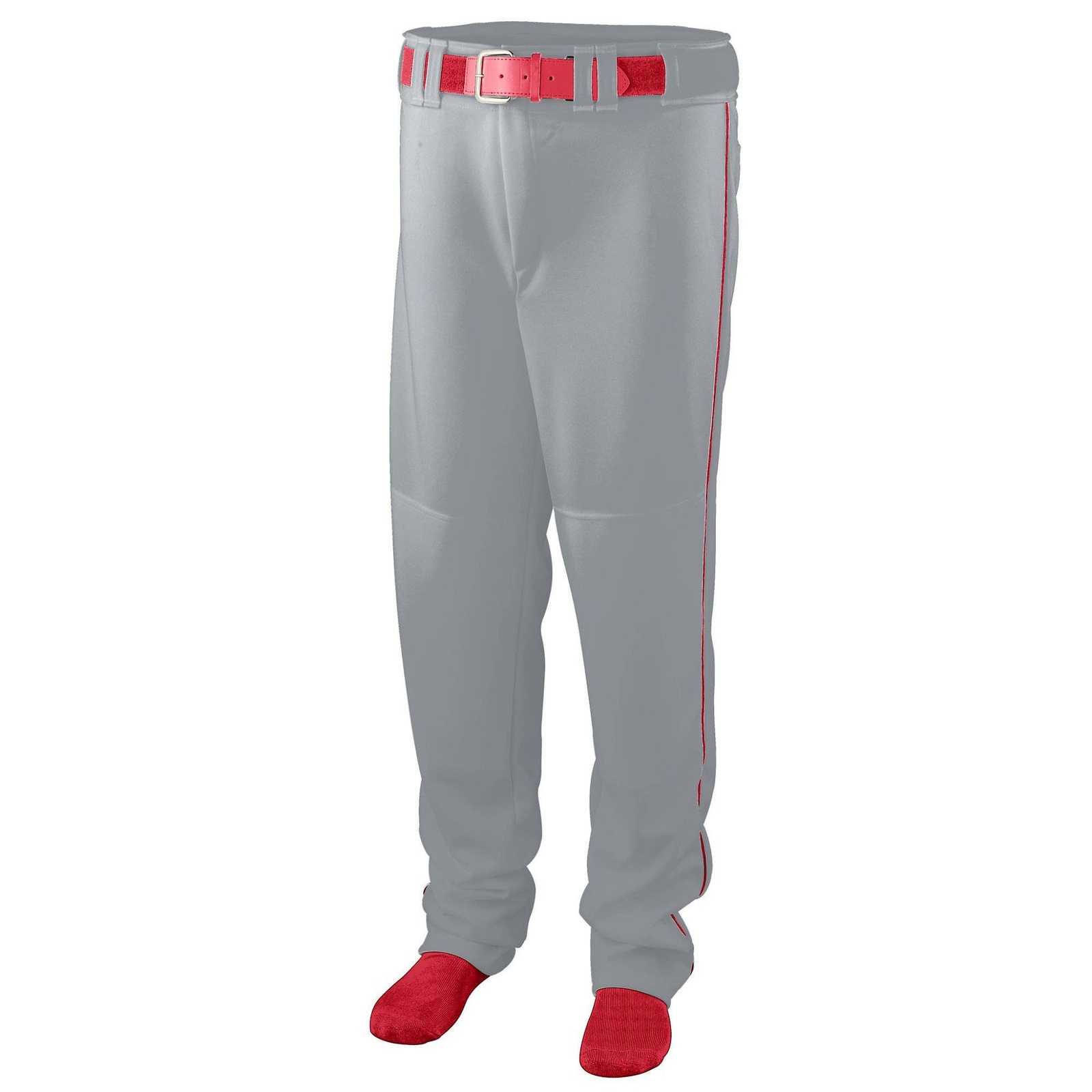 Augusta 1445 Series Baseball Softball Pant with Piping - Gray Red - HIT a Double
