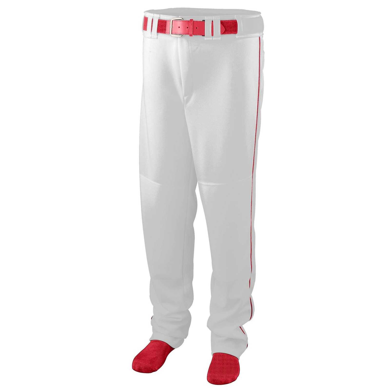 Augusta 1445 Series Baseball Softball Pant with Piping - White Red - HIT a Double