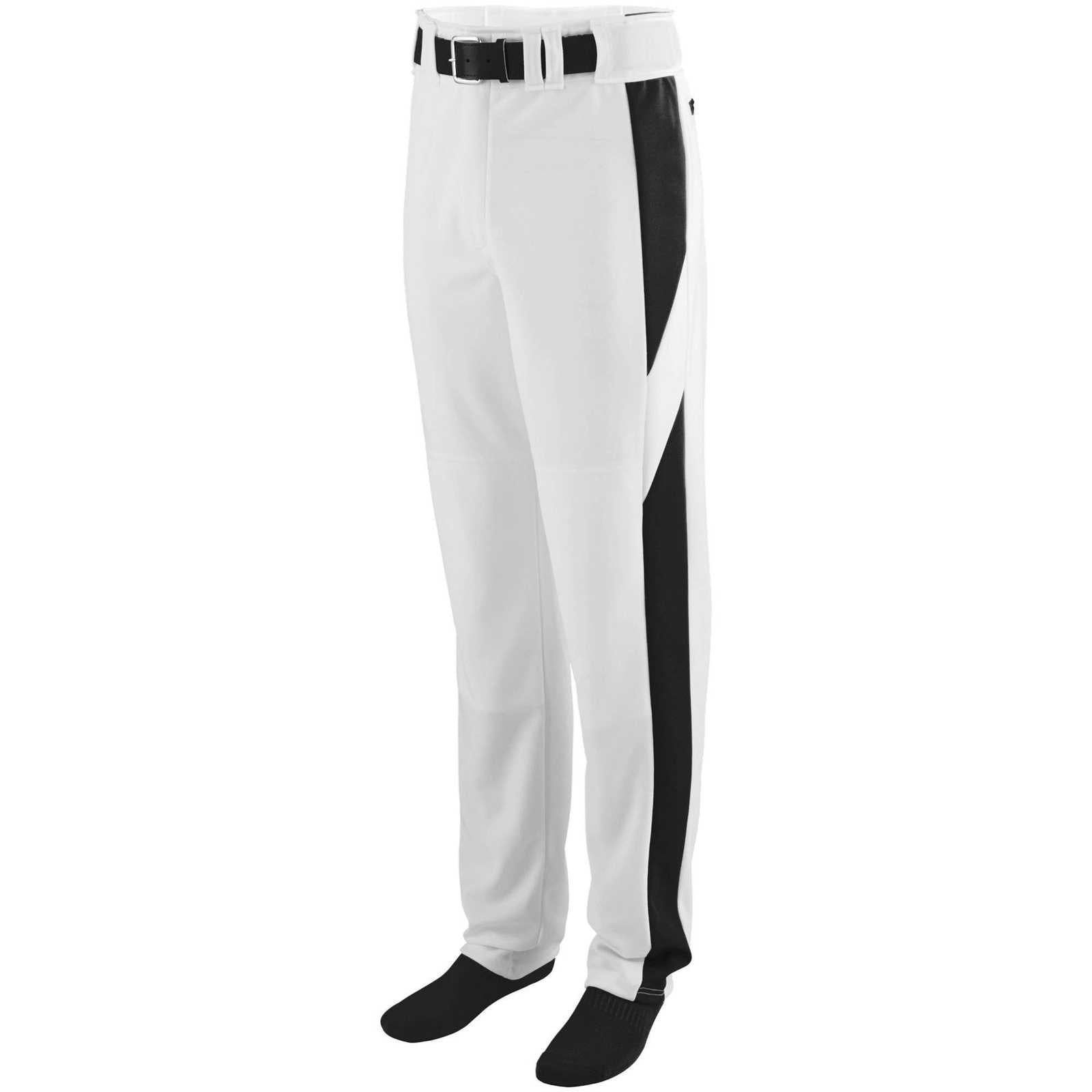 Augusta 1447 Series Color Block Baseball Softball Pant - White Black - HIT a Double - 1