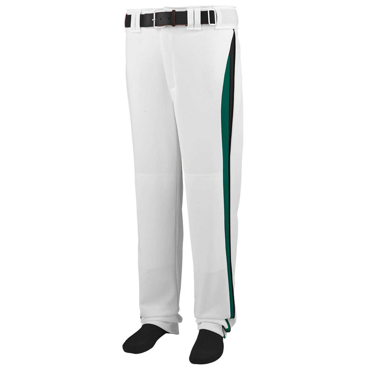 Augusta 1476 Line Drive Baseball Softball Pant Youth - Wh DGn Bk - HIT a Double - 1