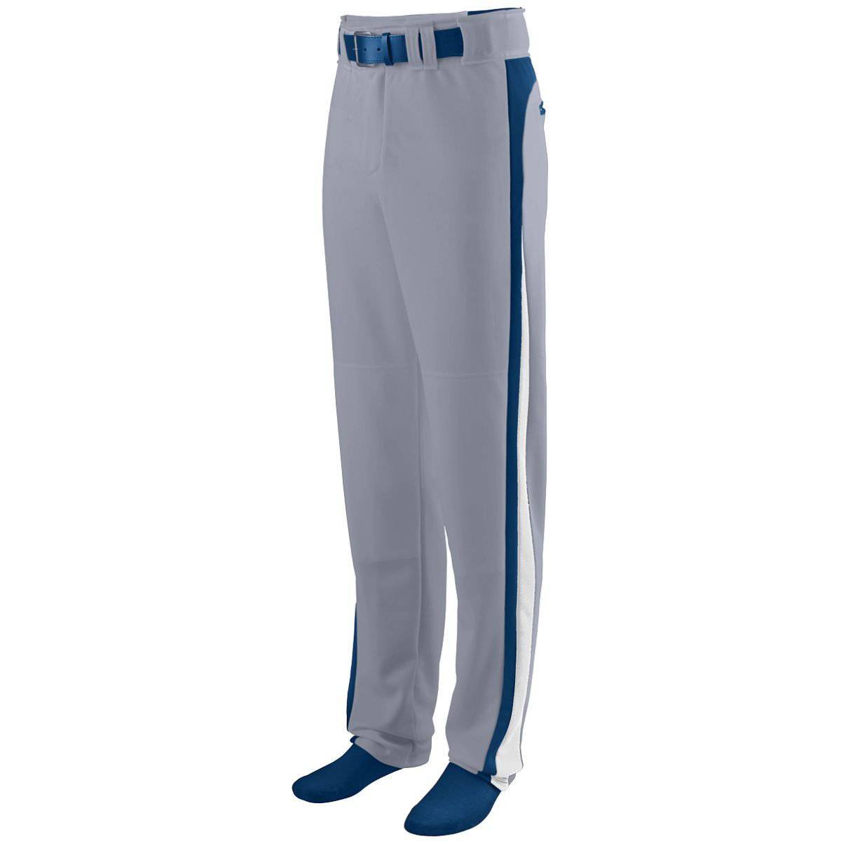 Augusta 1478 Slider Baseball Youth Pant - Gray Navy White - HIT a Double - 1