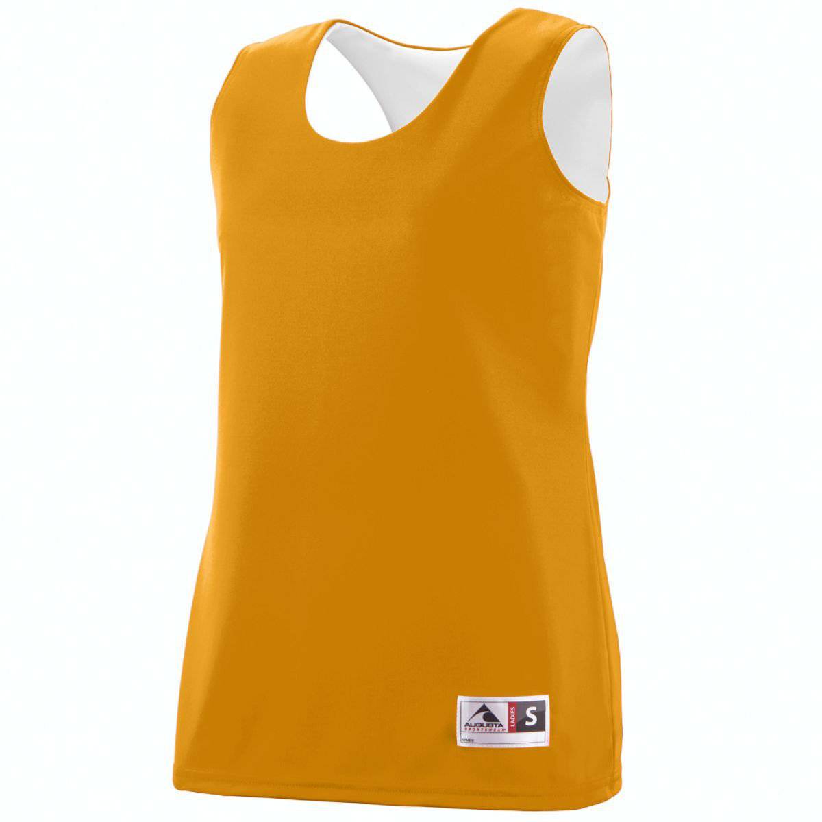 Augusta 147 Ladies Reversible Wicking Tank - Gold White - HIT a Double - 1