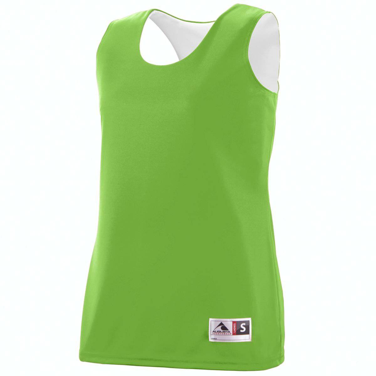 Augusta 147 Ladies Reversible Wicking Tank - Lime White - HIT a Double