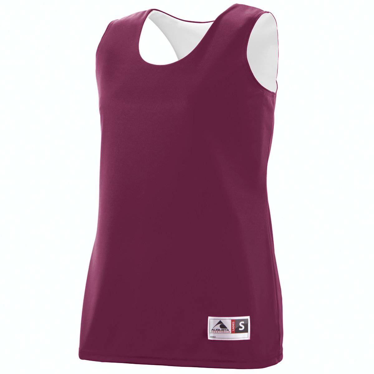 Augusta 147 Ladies Reversible Wicking Tank - Maroon White - HIT a Double - 1