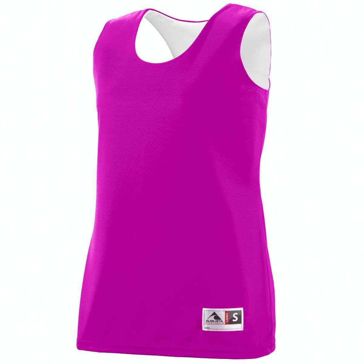Augusta 147 Ladies Reversible Wicking Tank - Pink White - HIT a Double - 1