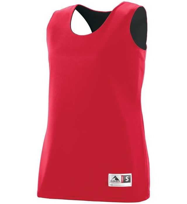 Augusta 147 Ladies Reversible Wicking Tank - Red Black - HIT a Double
