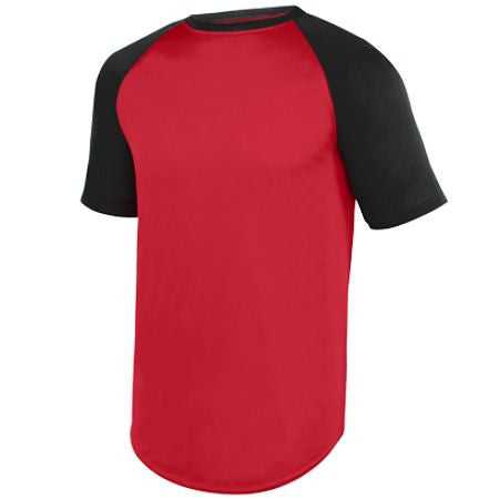 Augusta 1508 Wicking Short Sleeve Baseball Jersey - Red Black - HIT a Double