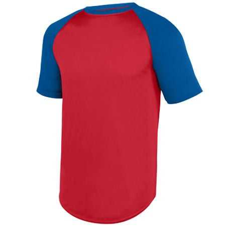Augusta 1508 Wicking Short Sleeve Baseball Jersey - Red Royal - HIT a Double
