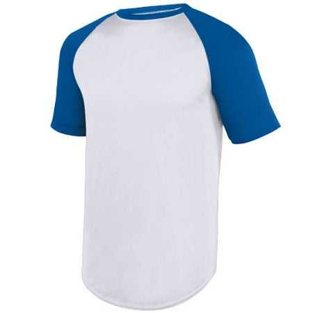 Augusta 1508 Wicking Short Sleeve Baseball Jersey - White Royal - HIT a Double