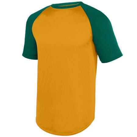 Augusta 1509 Youth Wicking Short Sleeve Baseball Jersey - Gold Dark Green - HIT a Double