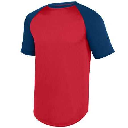 Augusta 1509 Youth Wicking Short Sleeve Baseball Jersey - Red Navy - HIT a Double