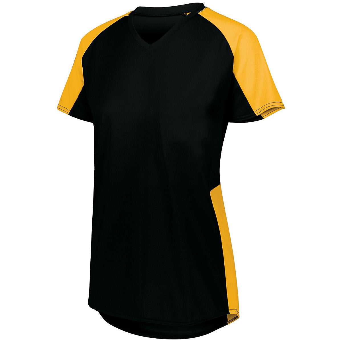 Augusta 1522 Ladies Cutter Jersey - Black Gold - HIT a Double