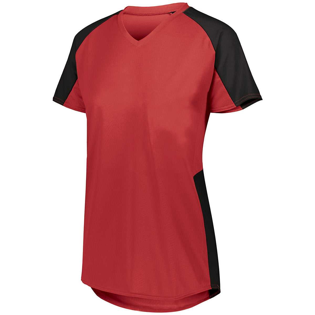 Augusta 1522 Ladies Cutter Jersey - Red Black - HIT a Double