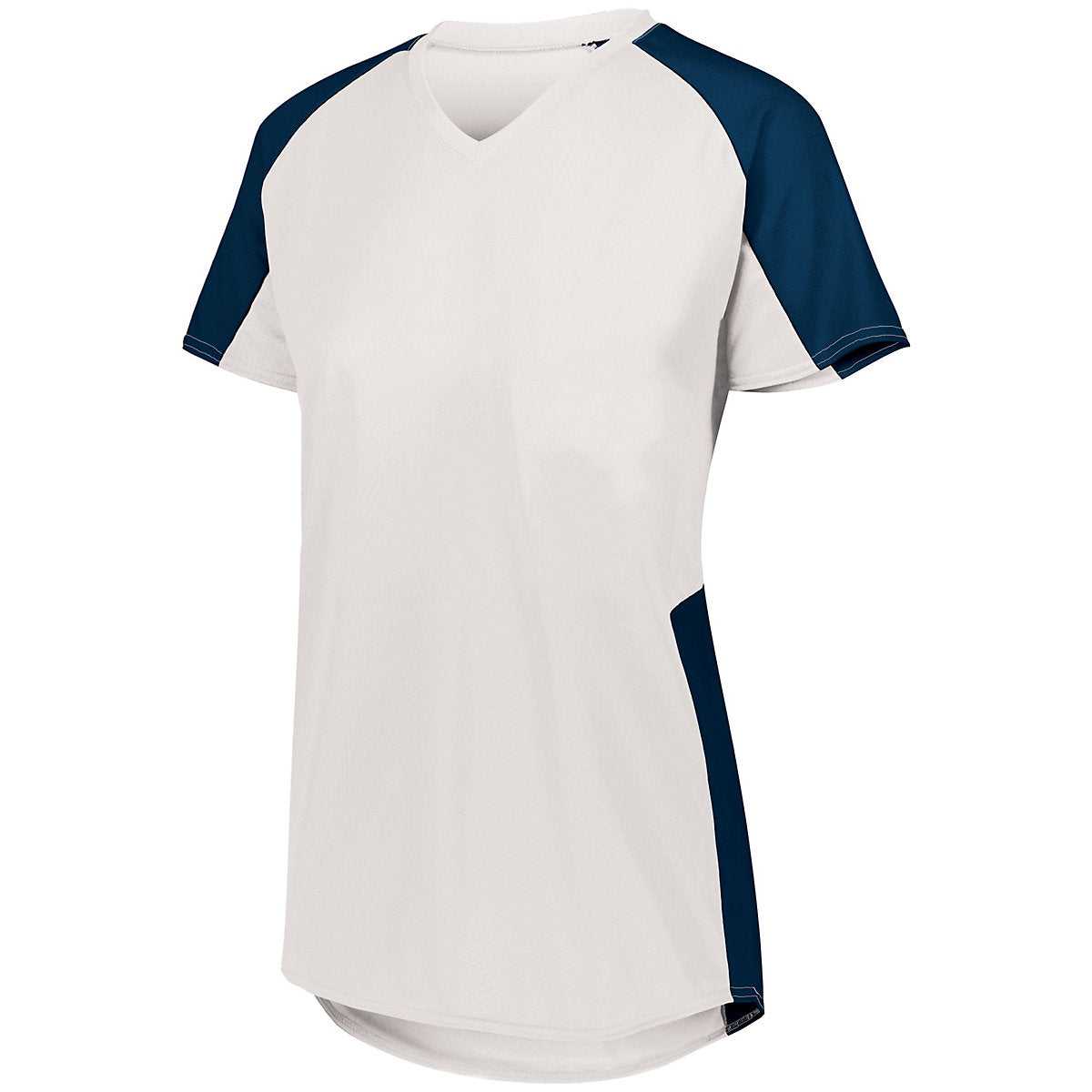 Augusta 1522 Ladies Cutter Jersey - White Navy - HIT a Double