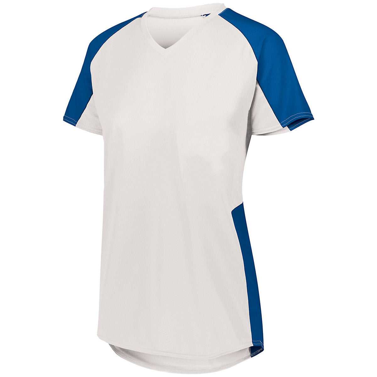 Augusta 1522 Ladies Cutter Jersey - White Royal - HIT a Double