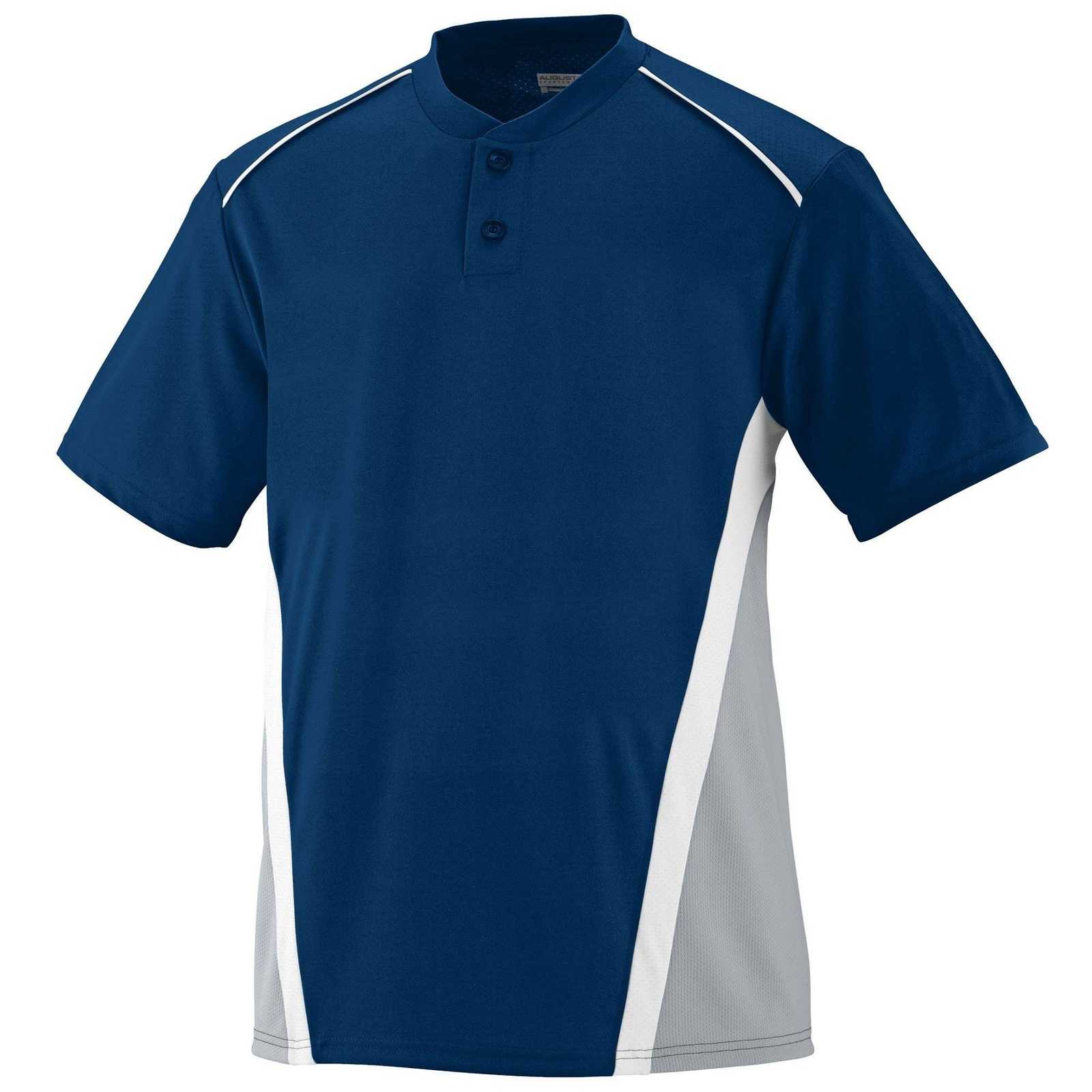 Augusta 1525 RBI Jersey - Navy Silver Gray White - HIT a Double